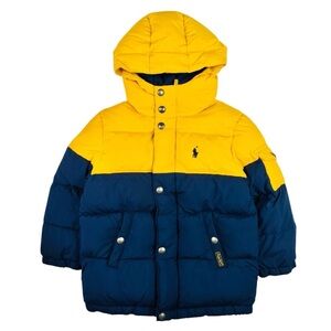 Polo by Ralph Lauren yellow  navy down puffer hooded jacket